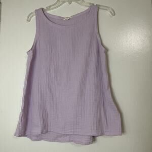 EILEEN FISHER Organic Cotton Gauze Bateau Neck Shell Lavender purple $158